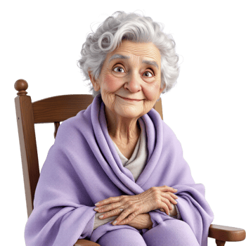 An old woman sitting in a rocking chair png