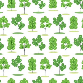 Young trees with green lush crown background vector
