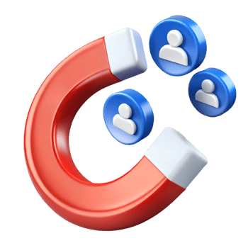 3D Render of a Red Magnet Attracting Blue User Icons on a Transparent Background on a transparent background png