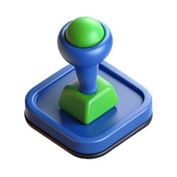 3D Render of a Blue and Green Joystick on a Transparent Background on a transparent background png