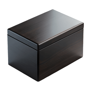 Elegant Dark Wooden Box with Smooth Finish and Fine Textured Pattern Perfect for Storage or Decorative Purposes on a transparent background png
