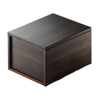 Elegant dark wooden box with a smooth finish and modern design perfect for storage or as a decorative piece on a transparent background png