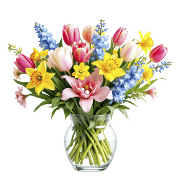 A vase filled with colorful flowers png