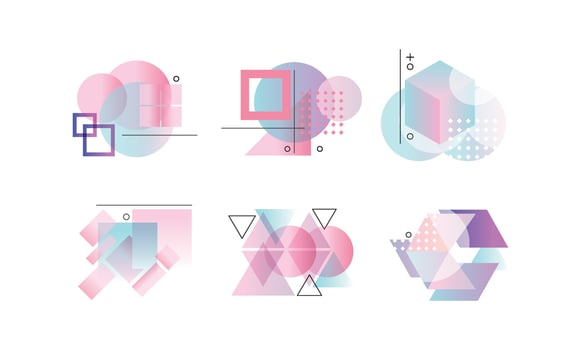 Collection of Abstract Badges of Various Geometric Shapes Illustration vector