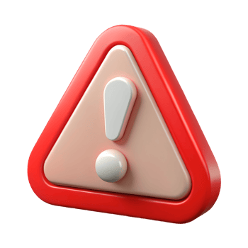 3D Rendered Red Triangle Warning Sign with Exclamation Mark on a transparent background, , Ideal for Safety Notices and Alerts. png