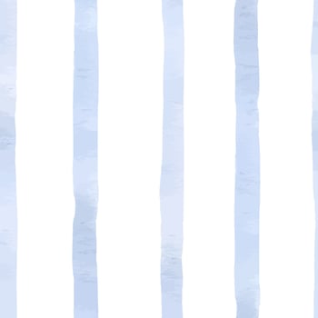 Blue stripped watercolor seamless pattern isolated. Vertical paintbrush lines on repeated texture in soft blue. Stripes, lines pale blue hand drawn on white background. Lines brush nautical style. vector