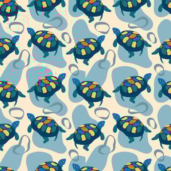 Turtle colorful seamless pattern. Ideal for textiles, wallpapers, print, background, cover vector
