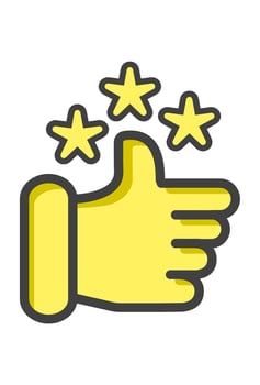 icon thumbs up and stars for satisfaction vector