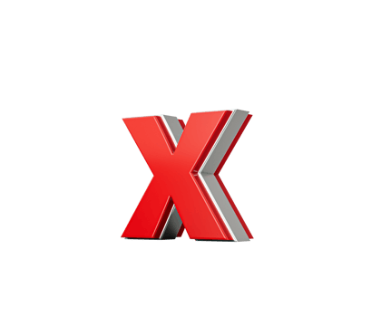 Vibrant Red Small Letter x Gleams With Its Sleek Metallic Design With Sharp Edges 3D Illustration png