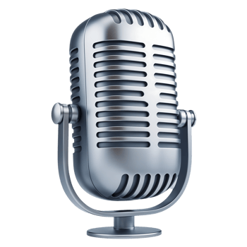 Silver Blue 3D Microphone Icon on Transparent Background png