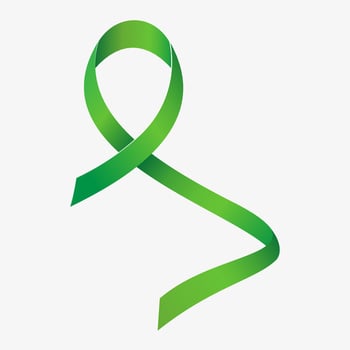 Green ribbon awareness Mental health, Adrenal Cancer, Bipolar Disorder, Eye Cancer, Glaucoma, Infantile Scoliosis. Isolated on white background. illustration. vector