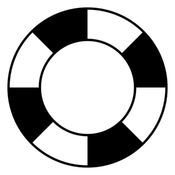 Lifebuoy illustration, black and white symbol shape of life belt ring buoy, white background vector