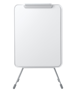 Vertical standing whiteboard isolated on a transparent background png