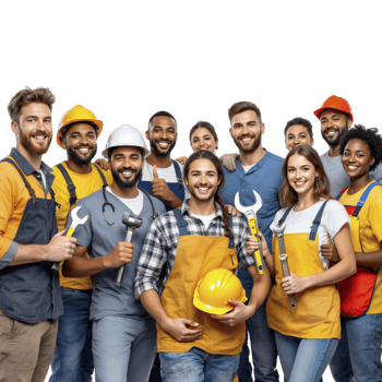 A group of people in construction outfits png