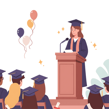 Graduate Giving Speech at Ceremony Illustration, png