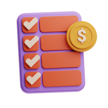3D Illustration Checklist with Coins png