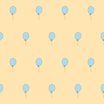 Baby Clothing Textile Blue Balloons Seamless Swatch Background. Hand Drawn Doodle Funny Cute Infant Fabric Pattern. Cute Kawaii Whimsical Wrapping, Wallpaper Nursery Design. Vintage Retro Style vector