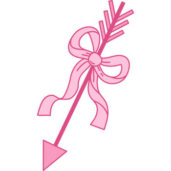 Romantic Pink love Arrow with Vintage Coquette Ribbon Bow png