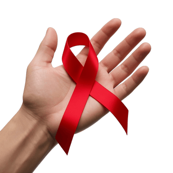 Hand Holding A Red Awareness Ribbon Symbolizing Support And Solidarity png