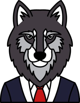 isolate illustration of Wolf in a suit vector