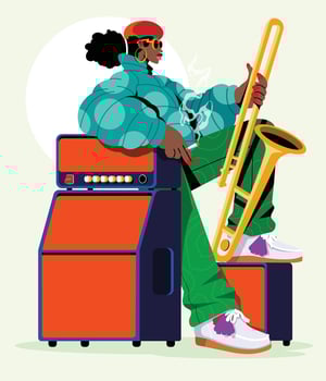 black women play music vector