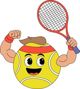 Tennis ball with arms raised and a smile png
