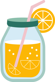 Orange juice in a jar with a straw png