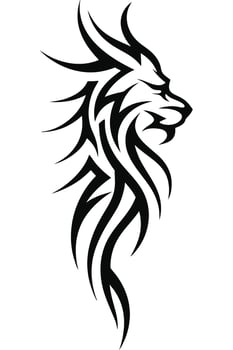 Tribal animal tattoo art shows lion head and wolf silhouettes vector