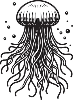 Jellyfish Sketch Drawing. vector