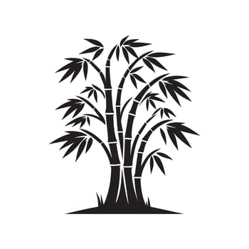 Bamboo tree silhouette logo icon isolated on white background, clip art icon vector