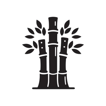 Bamboo tree silhouette logo icon isolated on white background, clip art vector