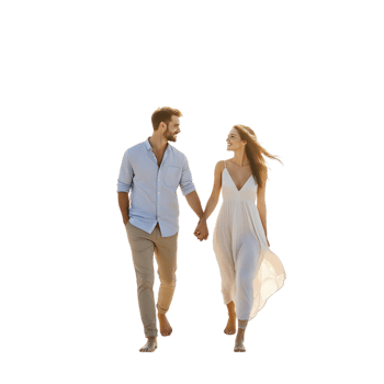 A man and woman walking hand in hand png