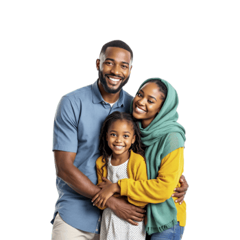 An african american family posing for a photo png