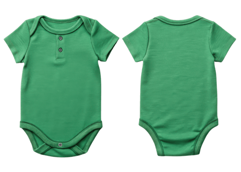 vibrant green baby bodysuit mockup showcasing both front and back views, perfect for displaying designs or patterns png
