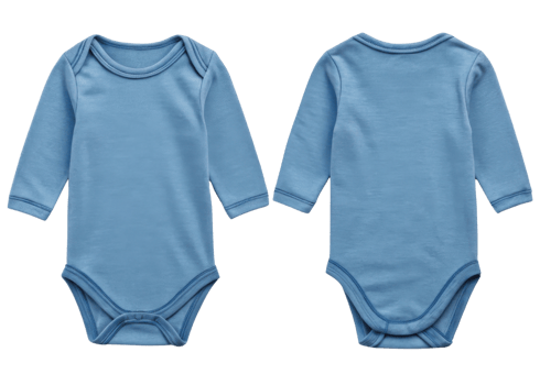 soft baby bodysuit mockup in calming blue color showcases both front and back views, perfect for design inspiration png