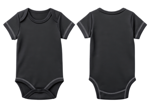 stylish baby bodysuit mockup featuring sleek black design perfect for showcasing custom prints or designs png