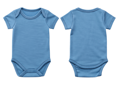 soft blue baby bodysuit mockup perfect for showcasing adorable designs and styles. Ideal for parents looking for cute clothing options png
