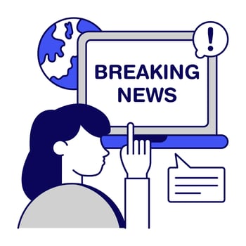 A colored design icon of breaking news vector