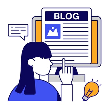 Conceptual flat design of blog writing vector