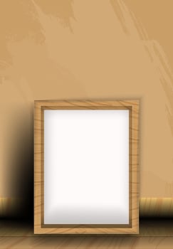 Photo frame made of natural wood on the wall Set of square photo frames Empty pictures vector