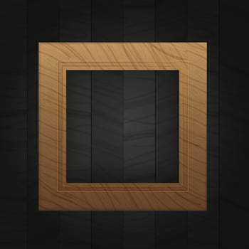 Modern frame for photo or pictures with shadow. realistic wooden frame with dark wood background vector