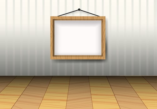 Wood photo frame for image and text on al wall vector