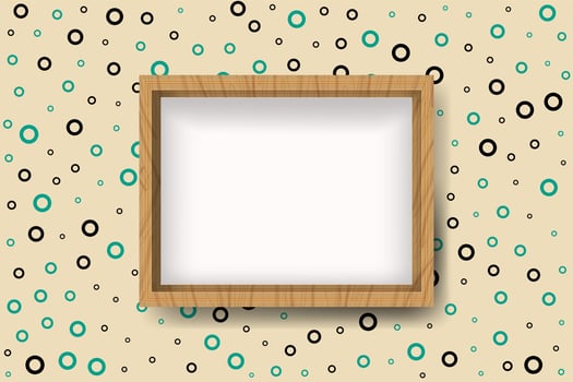 Wood photo frame for image and text with light background vector