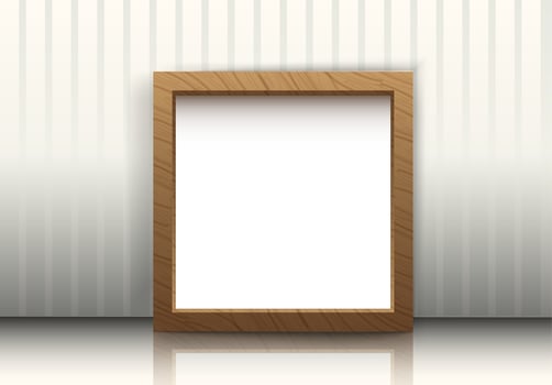 Wood photo frame for image and text vector