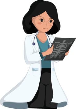 Radiology Insight Doctor Analyzing X-Ray Illustration. vector