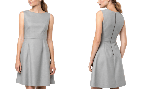stylish gray dress mockup showcasing classic design with fitted bodice and flared skirt, perfect for various occasions png