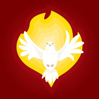 White blue symbol of the Holy Spirit tongues of flame on a red background to Pentecost vector