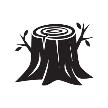 A black and white Silhouette of a tree stump. vector