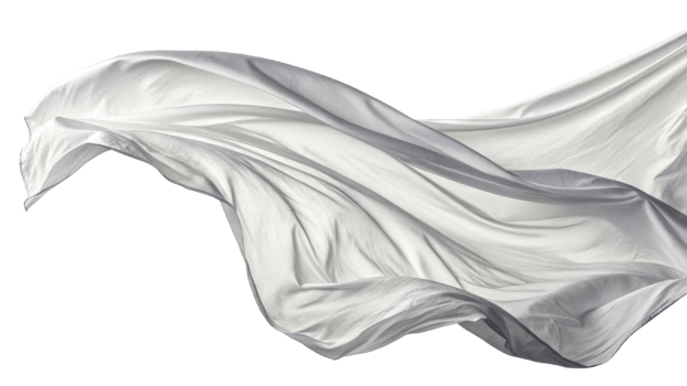 flowing white fabric creates sense of elegance and movement, perfect for various design projects png