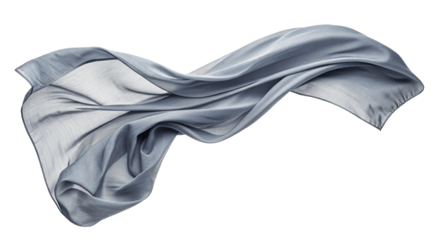 flowing blue silk fabric drapes elegantly, showcasing its soft texture and delicate movement, perfect for fashion or design projects png